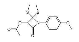 1-(4'-methoxy-phenyl)-3-acetoxy-4,4-bis(methylthio)azetidin-2-one结构式