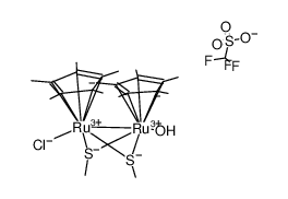 [(η5-C5Me5)ruthenium(II)Cl(μ2-SMe)2(η5-C5Me5)ruthenium(II)(H2O)] triflate结构式