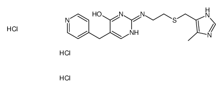 2-[2-[(5-methyl-1H-imidazol-4-yl)methylsulfanyl]ethylamino]-5-(pyridin-4-ylmethyl)-1H-pyrimidin-6-one,trihydrochloride Structure