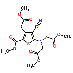 Methyl 5-[bis(2-methoxy-2-oxoethyl)amino]-4-cyano-3-(2-methoxy-2-oxoethyl)-2-thiophenecarboxylate Structure