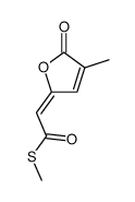S-methyl (E)-4-methyl-5-oxo-2,5-dihydrofuran-2-ylideneethanethioate Structure