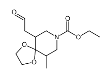 ethyl 10-methyl-6-(2-oxoethyl)-1,4-dioxa-8-azaspiro[4.5]decane-8-carboxylate Structure