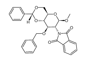 methyl 3-O-benzyl-4,6-benzylidene-2-deoxy-2-phthalimido-β-D-glucopyranoside结构式