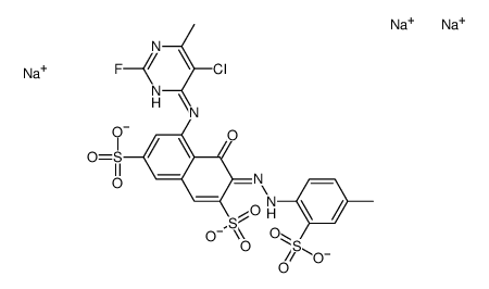5-[(5-chloro-2-fluoro-6-methyl-4-pyrimidinyl)amino]-4-hydroxy-3-[(4-methyl-2-sulphophenyl)azo]naphthalene-2,7-disulphonic acid, sodium salt Structure