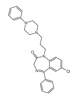 7-chloro-5-phenyl-1-<3-(4-phenylpiperazino)propyl>-1,3-dihydro-1,4-benzodiazepin-2-one结构式
