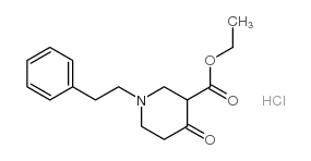 3-Piperidinecarboxylicacid, 4-oxo-1-(2-phenylethyl)-, ethyl ester, hydrochloride (1:1) Structure