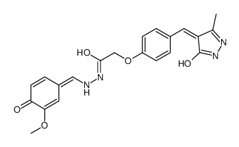 N'-[(Z)-(3-methoxy-4-oxocyclohexa-2,5-dien-1-ylidene)methyl]-2-[4-[(Z)-(3-methyl-5-oxo-1H-pyrazol-4-ylidene)methyl]phenoxy]acetohydrazide结构式