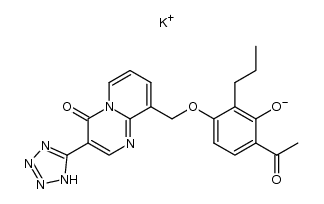 9-[(4-acetyl-3-hydroxy-2-n-propylphenoxy)methyl]-3-(1H-tetrazol-5-yl)-4H-pyrido[1,2-a]pyrimidin-4-one potassium salt结构式