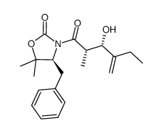 (S)-4-benzyl-3-((2S,3S)-3-hydroxy-2-methyl-4-methylenehexanoyl)-5,5-dimethyloxazolidin-2-one结构式