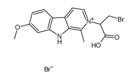 2-(2-bromo-1-carboxyethyl)-7-methoxy-1-methyl-9H-pyrido[3,4-b]indol-2-ium bromide Structure
