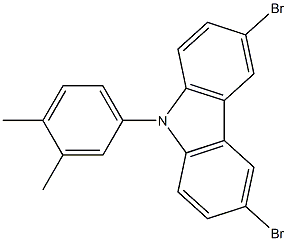 3,6-二溴-9-(3,4-二甲基苯基)-9H-咔唑结构式