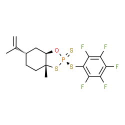 (2R,3aR,6S,7aR)-3a-甲基-2-((全氟苯基)硫基)-6-(丙-1-烯-2-基)六氢苯并[d][1,3,2]氧杂硫杂磷杂环戊烷 2-硫化物结构式