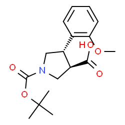 (3R,4S)-1-(叔丁氧基羰基)-4-(2-甲氧基苯基)吡咯烷-3-羧酸结构式