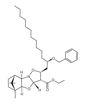 (2S,3S,3aS,4aS,5R,8S,8aR,2'R)-2-(2'-phenylmethyloxy-tridecyl)-5,10,10-trimethyl-5,8-methano-octahydro-2H-isoxazolo-[3,2-b]benzoxazole-3-carboxylic acid ethyl ester结构式