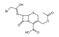 3-[(乙酰氧基)甲基]-7-[(溴乙酰)氨基]-8-氧代-(6R-TRANS)-5-硫杂-1-氮杂双环[4,2,0]辛-2-烯-2-羧酸结构式