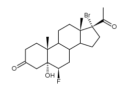17α-Brom-6β-fluor-5α-hydroxy-pregnan-3,20-dion结构式