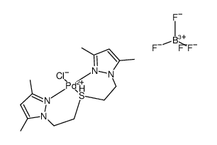 [PdCl(1,5-bis(3,5-dimethyl-1-pyrazolyl)-3-thiapentane)](BF4) Structure