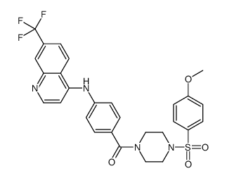 [4-(4-methoxyphenyl)sulfonylpiperazin-1-yl]-[4-[[7-(trifluoromethyl)quinolin-4-yl]amino]phenyl]methanone结构式