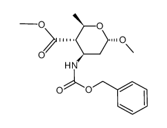 methyl 3-(benzyloxycarbonyl)amino-4-methoxycarbonyl-2,3,4,6-tetradeoxy-α-D-arabino-hexopyranoside Structure