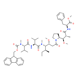(2R,3R)Methyl-2-(N-((2S,3R)-3-((9S)-9-((S)-2-((((9H-Fluoren-9-Yl)Methoxy)Carbonyl)(Methyl)Amino)-3-Methylbutanamido)-3-Methoxy-5,10-Dimethyl-4-(Methylamino)-8-Oxoundecanoyl)Pyrrolidin-2-Yl)Propionamido)-3-Methoxy-2-Methyl-3-Phenylpropanoate Structure
