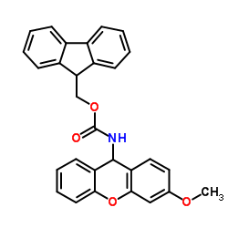 9-Fmoc-aminoxanthen-3-yloxy polystyrene resin structure
