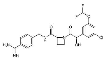 2-Azetidinecarboxamide, N-[[4-(aminoiminomethyl)phenyl]methyl]-1-[(2R)-2-[3-chloro-5-(difluoromethoxy)phenyl]-2-hydroxyacetyl] Structure
