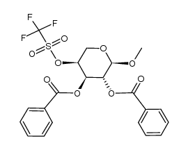 methyl 2,3-di-O-benzoyl-4-O-trifluoromethylsulfonyl-α-L-arabinopyranoside结构式