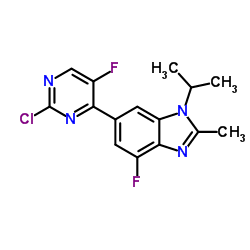 6-(2-氯-5-氟-4-嘧啶基)-4-氟-1-异丙基-2-甲基-1H-苯并咪唑结构式