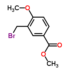 3-(溴甲基)-4-甲氧基苯甲酸甲酯结构式