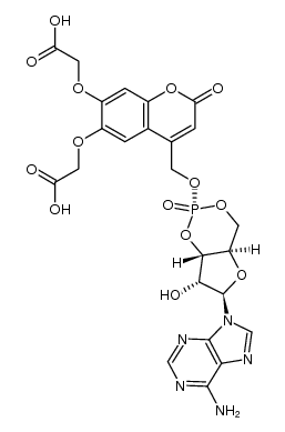 cyclic adenosine-3',5'-monophosphate [6,7-bis(carboxymethoxy)coumarin-4-yl]methyl ester结构式