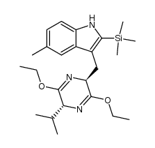 (2R,5S)-3,6-diethoxy-2-isopropyl-5-[5-methyl-2-(trimethylsilyl)-3-indolyl]methyl-2,5-dihydropyrazine Structure