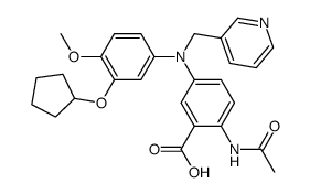 3-cyclopentyloxy-4-methoxy-N-(4-acetamido-3-carboxyphenyl)-N-(3-pyridylmethyl)aniline Structure