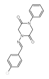 1-[(4-chlorophenyl)methylideneamino]-4-phenyl-piperazine-2,5-dione Structure