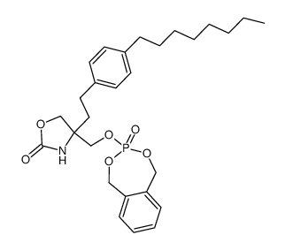 (R/S)-4-[2-(4-octylphenyl)ethyl]-4-(3-oxo-1,5-dihydro-3λ5-benzo[e][1,3,2]dioxaphosphepin-3-yloxymethyl)oxazolidin-2-one Structure