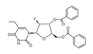 1-(3',5'-di-O-benzoyl-2'-deoxy-2'-fluoro-β-D-arabinofuranofuranosyl)-5-ethyluracil结构式