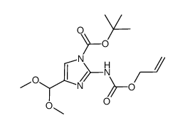 tert-butyl 2-allyloxycarbonylamino-4-dimethoxymethyl-1H-imidazol-1-carboxylate结构式