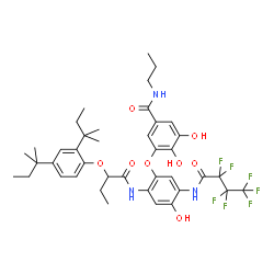 N-Propyl-3-[2-[2-(2,4-di-tert-pentylphenoxy)butyrylamino]-5-[(heptafluorobutyryl)amino]-4-hydroxyphenoxy]-4,5-dihydroxybenzamide structure