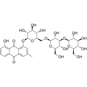 大黄酚-1-O-Β-三葡萄糖苷结构式