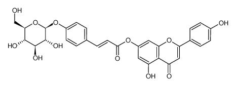 apigenin 7-(4-O-β-glucosyl-trans-p-coumarate) Structure