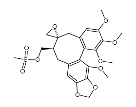 ((2'R,7S)-1,2,3,13-tetramethoxy-7,8-dihydro-5H-spiro[benzo[3',4']cycloocta[1',2':4,5]benzo[1,2-d][1,3]dioxole-6,2'-oxiran]-7-yl)methyl methanesulfonate结构式