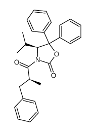 (S)-4-(1-methylethyl)-3-((S)-2-methyl-1-oxo-3-phenylpropyl)-5,5-diphenyloxazolidin-2-one结构式