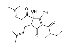 3,4-dihydroxy-5-(3-methylbut-2-enyl)-2-(2-methyl-1-oxobutyl)-4-(4-methyl-1-oxopent-3-enyl)cyclopent-2-en-1-one结构式