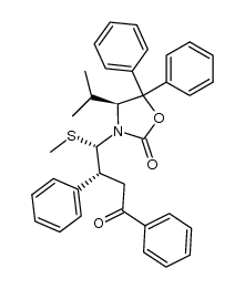 (S)-4-isopropyl-3-((1S,2R)-2-methyl-1-methylsulfanyl-4-oxo-2,4-diphenyl-butyl)-5,5-diphenyl-oxazolidin-2-one Structure