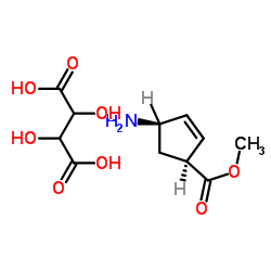 (1S,4R)-4-氨基-2-环戊烯-1-羧酸甲酯(2R,3R)-2,3-二羟基丁烷二酸酯结构式