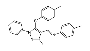 1-[3-methyl-5-(4-methylphenyl)sulfanyl-1-phenylpyrazol-4-yl]-N-(4-methylphenyl)methanimine Structure