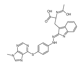 (2S)-2-acetamido-3-[2-[[4-(9-methylpurin-6-yl)sulfanylphenyl]hydrazinylidene]indol-3-yl]propanoic acid结构式