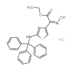 ethyl (Z)-alpha-(hydroxyimino)-2-(tritylamino)thiazol-4-acetate hydrochloride Structure