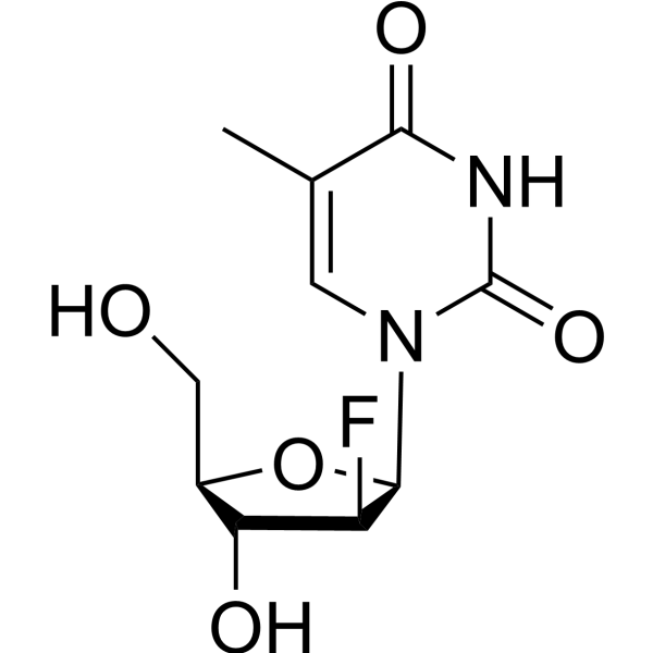 2'-氟-5-甲基阿拉伯糖基尿嘧啶结构式