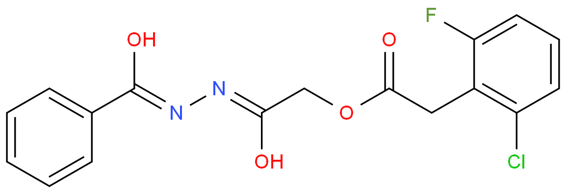 2-(2-chloro-6-fluorophenyl)acetic acid [2-(benzoylhydrazo)-2-oxoethyl] ester Structure
