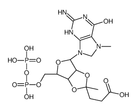 2',3'-O-(1-(2-carboxyethyl)ethylidene)-7-methylguanosine 5'-diphosphate结构式